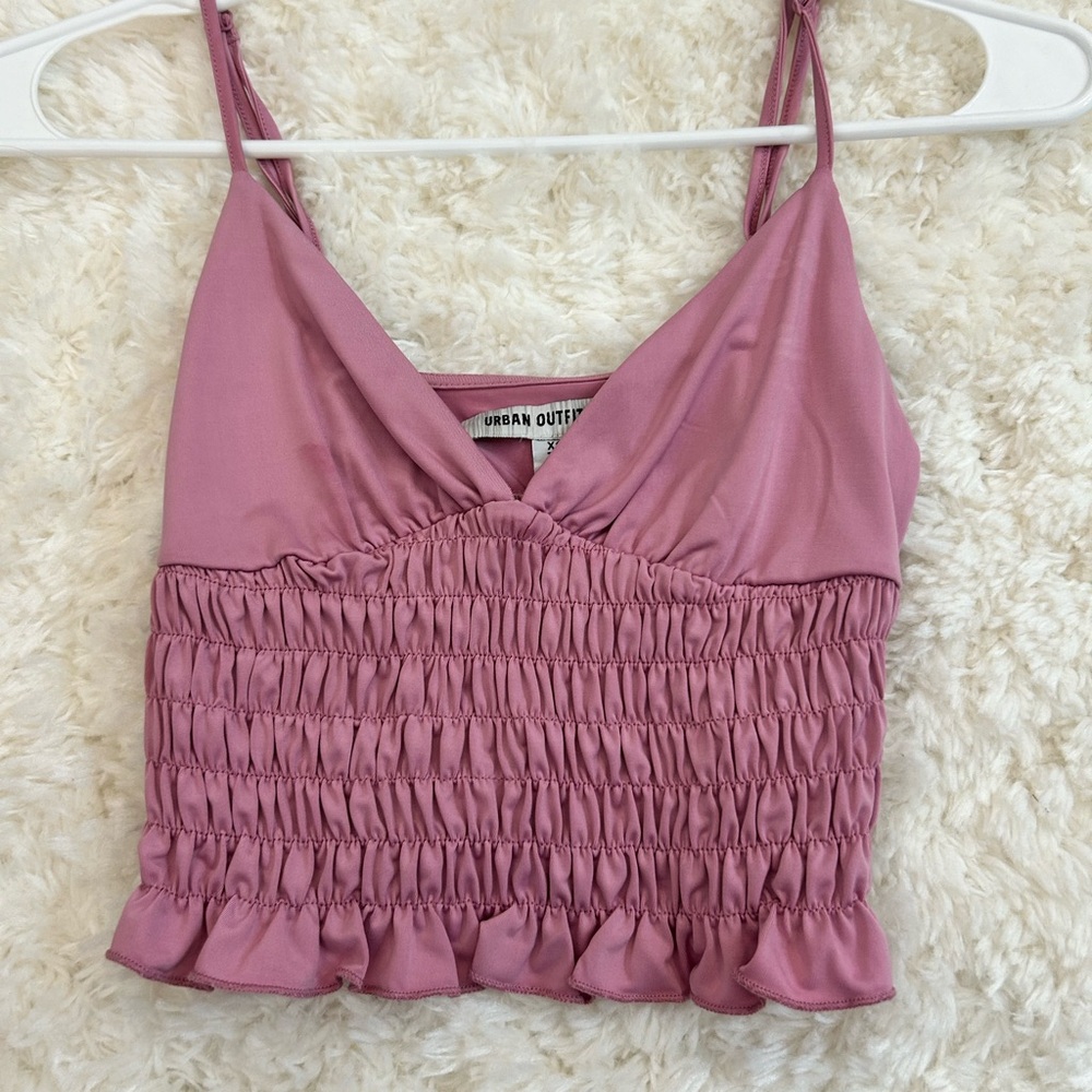 Urban Outfitters Pink Ruffled Smocked Camisole